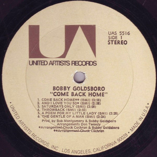 Bobby Goldsboro : Come Back Home (LP, Album, All)