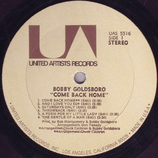 Bobby Goldsboro : Come Back Home (LP, Album, All)