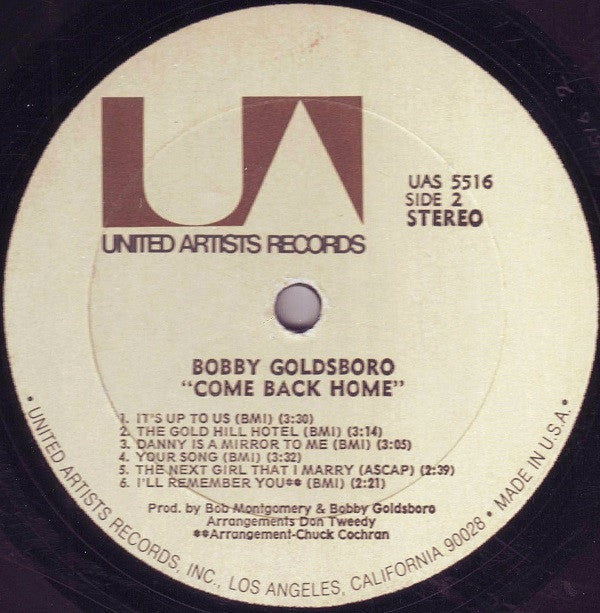 Bobby Goldsboro : Come Back Home (LP, Album, All)
